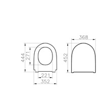 Dessin technique d'un siège de toilette avec dimensions
