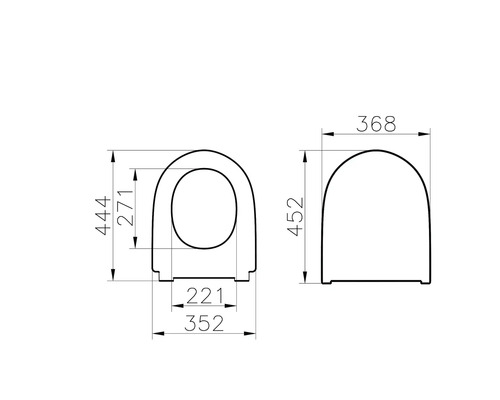 Dessin technique d'un siège de toilette avec dimensions
