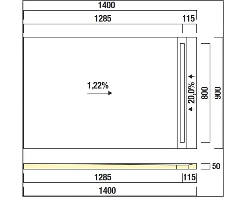 Technische Zeichnung mit Maßangaben