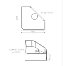 Schéma technique d'un receveur de douche avec dimensions
