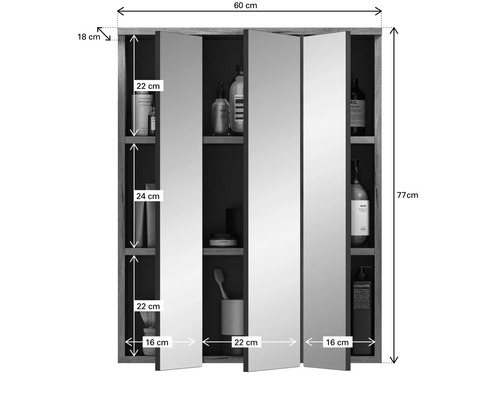 Image d'une armoire de toilette avec dimensions