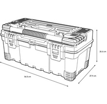Abbildung einer Werkzeugbox mit den Maßen 54,5 cm Länge, 27,9 cm Breite und 24,4 cm Höhe