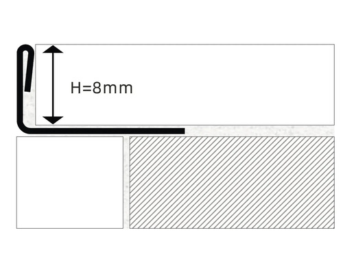Profilansicht einer Abschlussschiene mit einer Höhe von 8 mm