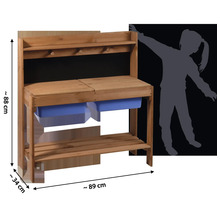 Kindermatschküche aus Holz mit Schubladen und Fächern, Abmessungen circa 88 x 89 x 34 Zentimeter