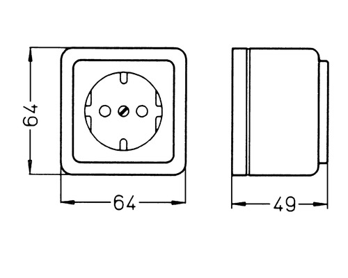 Abbildung einer Steckdose mit Maßangaben