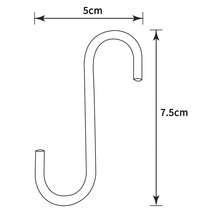 Abbildung eines S-Haken mit Maßangaben: 5 cm breit und 7,5 cm hoch