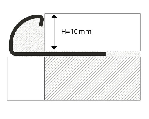 Schéma de profil pour un profilé de transition de 10 millimètres de haut