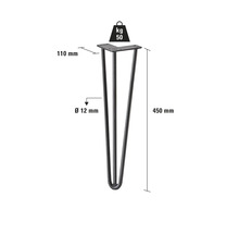 Pied de table en acier d'une longueur de 450 mm et d'une capacité de charge maximale de 50 kg