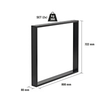 Tischgestell aus Metall, U-Form, 800x722 mm, Set mit zwei Stück, Traglast 300 kg