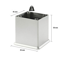 Pied de meuble carré en métal, 45 x 45 x 50 mm, capacité de charge maximale 150 kg