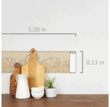 Bordüre mit Blumenmuster, Länge circa fünf Meter, Höhe circa 0,13 Meter