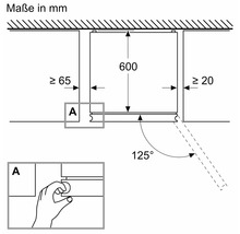 Einbauzeichnung mit Maßen in Millimetern