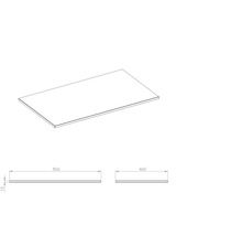 Abbildung einer Arbeitsplatte mit den Maßen 806 x 460 x 15 Millimeter.