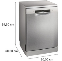 Lave-vaisselle pose libre avec des dimensions de 84,50 cm de hauteur, 60,00 cm de largeur et 60,00 cm de profondeur.