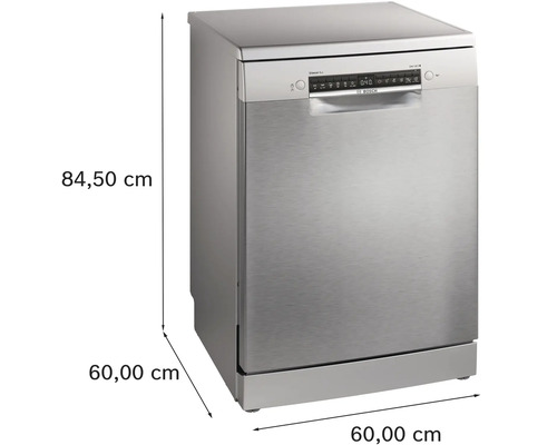 Lave-vaisselle pose libre avec des dimensions de 84,50 cm de hauteur, 60,00 cm de largeur et 60,00 cm de profondeur.