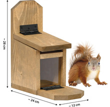 Eichhörnchenfutterhaus aus Holz mit Eichhörnchen