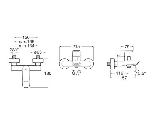 Schéma technique d'un robinet avec indications de dimensions