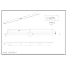 Dessin technique d'un produit Laufen avec indications de dimension