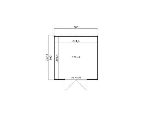 Plan d'un abri de jardin avec des dimensions