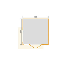 Grundriss eines Hauses mit den Maßen 300 x 300