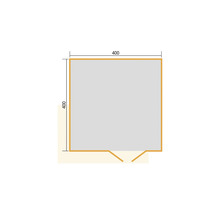 Grundriss eines Gartenhauses mit den Maßen 400 x 400 Zentimeter