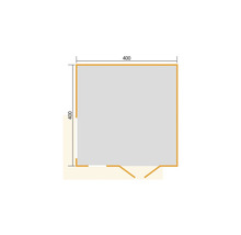 Plan d'un abri de jardin mesurant 400 x 400 cm