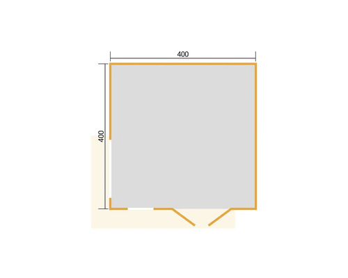 Plan d'un abri de jardin mesurant 400 x 400 cm