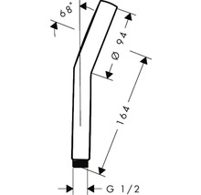 Dessin technique d'un bras de douche avec dimensions