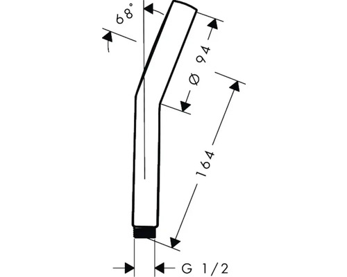 Dessin technique d'un bras de douche avec dimensions