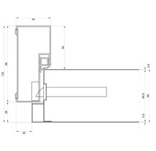 Technische Zeichnung eines Fensterprofils mit Maßangaben
