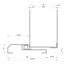 Dessin technique d'un profilé de fenêtre avec indications de mesure