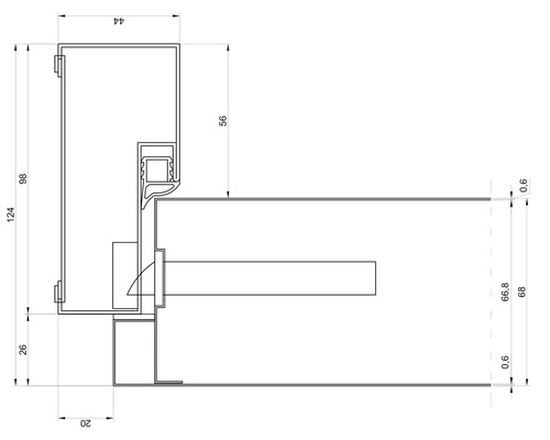 Dessin technique d'un profilé de fenêtre avec indications de dimensions