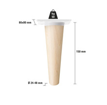 Pied de meuble en bois avec une capacité de charge de 50 kilogrammes et des dimensions de 150 x 80 x 80 millimètres