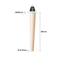 Pied de meuble en bois, longueur 300 mm, charge maximale 50 kg