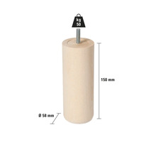 Pied de meuble en bois, hauteur 150 mm, diamètre 58 mm, capacité de charge 50 kg