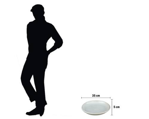 35 Zentimeter grosser und 5 Zentimeter hoher Pflanztopfuntersetzer