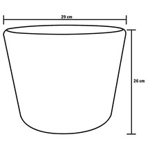 Schéma d'un pot de fleurs avec des dimensions de 29 cm de large et 26 cm de haut