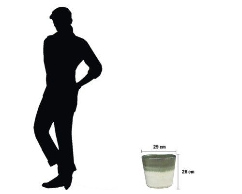 Pot de fleurs avec des dimensions de 29 cm sur 26 cm