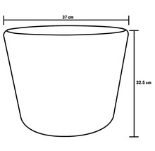 Skizze eines Pflanzgefäßes mit den Maßen 37 cm und 32,5 cm.