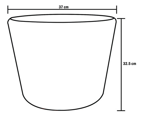Skizze eines Pflanzgefäßes mit den Maßen 37 cm und 32,5 cm.