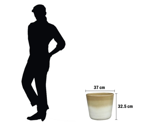 Pot de fleurs en céramique mesurant 37 cm x 32.5 cm.