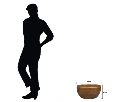 Dekorative Pflanzschale mit den Maßen 34 cm mal 17 cm.