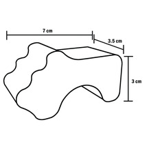 Image d'un séparateur d'orteils mesurant 7 cm de long, 3,5 cm de large et 3 cm de haut