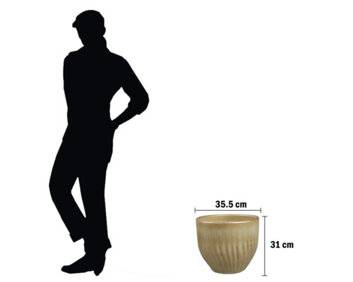 Pot de fleurs avec des dimensions de 35,5 cm x 31 cm