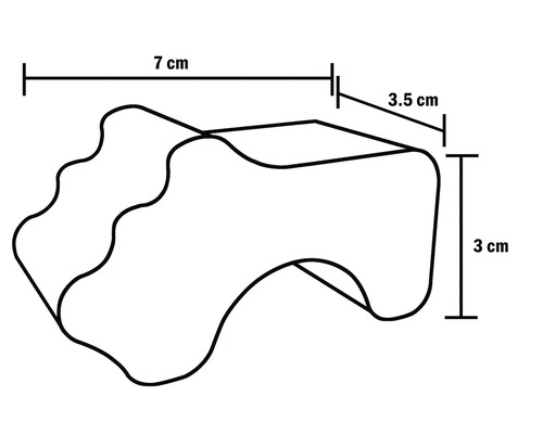 Abbildung mit den Maßen 7 cm Länge, 3,5 cm Breite und 3 cm Höhe