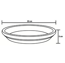 Image d'une jardinière mesurant 35 cm de long et 5 cm de haut.