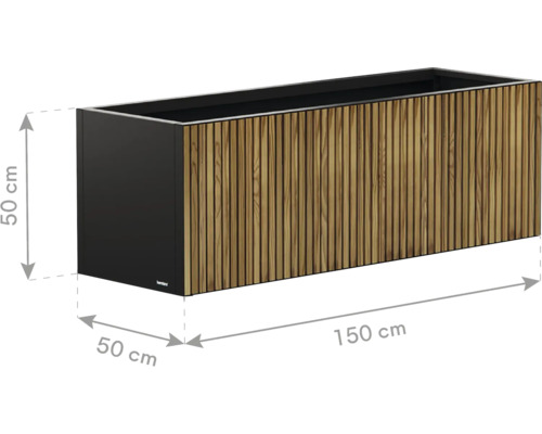Jardinière avec revêtement en bois, 150 x 50 x 50 centimètres