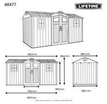 Abbildung eines Gerätehauses mit Maßangaben