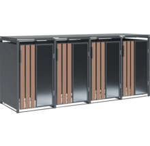 Mülltonnenbox für drei Mülltonnen aus Metall und Holz