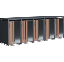 Mülltonnenbox für drei Mülltonnen mit Lamellen und abschließbarer Tür